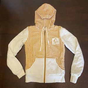 Billabong Hoodie, Mustard/Cream, Houndstooth, Size Small